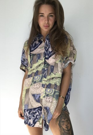 PATTERNED OVERSIZED RETRO VINTAGE UNISEX FESTIVAL SHIRT