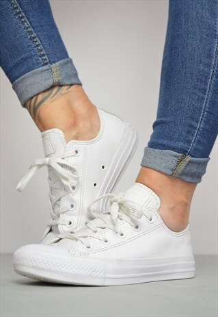 VINTAGE 90S CONVERSE WHITE LEATHER OX SHOES TRAINERS PREPPY