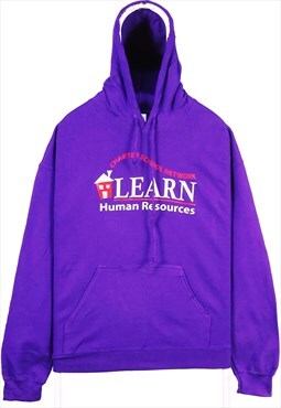 Vintage 90's Gildan Hoodie Hooded Pullover Purple Large