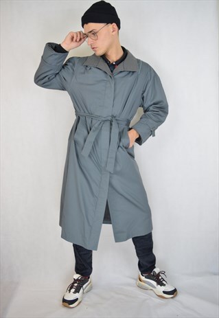 VINTAGE GREY CLASSIC TRENCH COAT