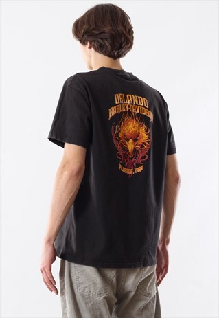 VINTAGE MENS HARLEY DAVIDSON ORLANDO USA GRAPHIC TEE T SHIRT