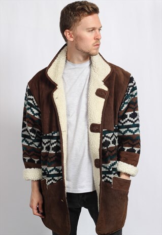 VINTAGE AZTEC FLEECE LINED FESTIVAL JACKET