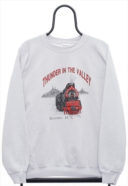 Vintage Train Graphic Grey Sweatshirt Mens