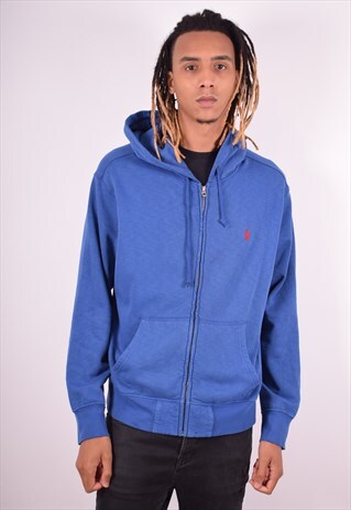 POLO RALPH LAUREN MENS VINTAGE HOODIE JACKET XL BLUE 90S