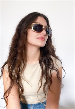 Vintage 90s oversized sunglasses in beige / brown