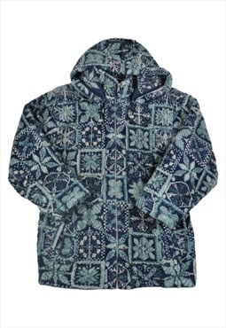 Vintage Brugi Fleece Jacket Retro Pattern Blue Ladies Medium