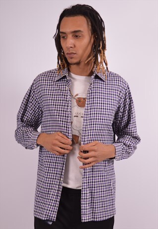 BURBERRY MENS VINTAGE SHIRT MEDIUM MULTI CHECK 90S