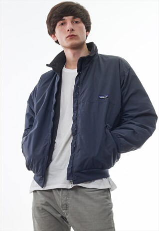 VINTAGE PATAGONIA SHELL WINDBREAKER FLEECE LINING 90S GREY