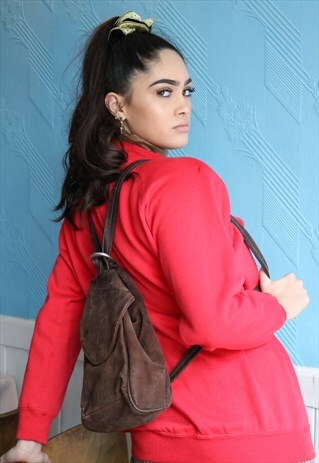 BROWN SUEDE LEATHER SLOUCHY BACKPACK