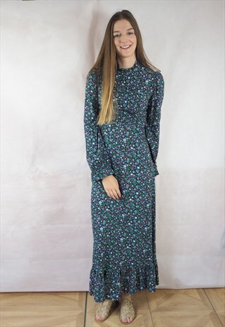 VINTAGE FLORAL PRINT FRILL DRESS