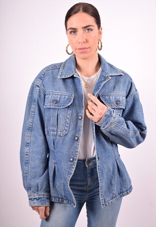 BENETTON WOMENS VINTAGE DENIM JACKET LARGE BLUE 90'S