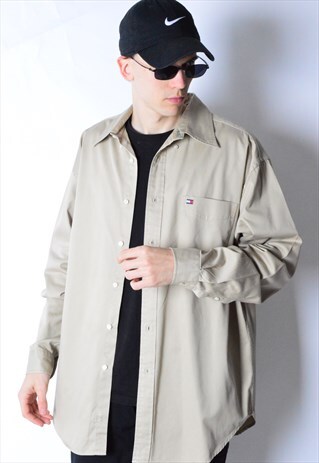 BEIGE MINIMALIST TOMMY HILFIGER LONG SLEEVE SHIRT