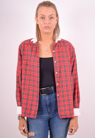 CACHAREL WOMENS VINTAGE SHIRT MEDIUM RED CHECK 90S