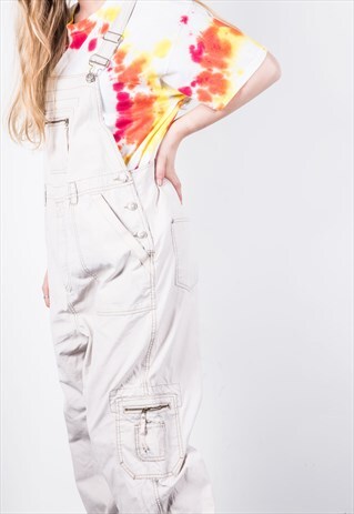 VINTAGE BEIGE DENIM DUNGAREES