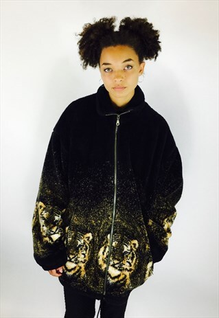 OVERSIZED VINTAGE TIGER TEDDY BEAR FLEECE JACKET