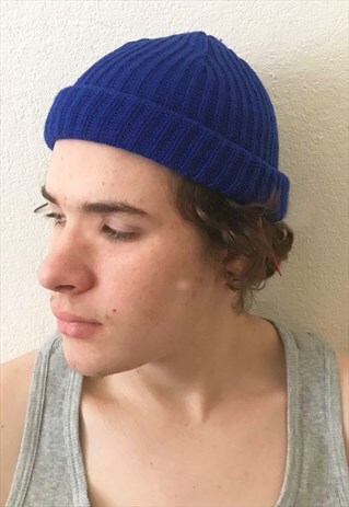 BLUE DOCKER TRAWLER BEANIE FISHERMAN HAT