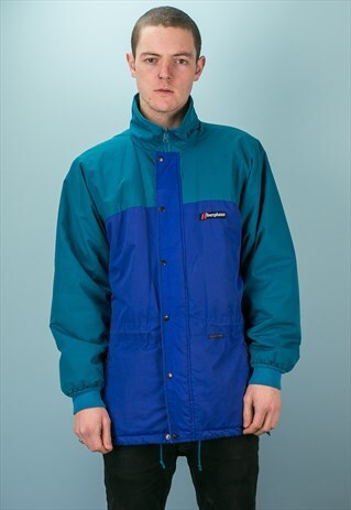 VINTAGE 90S BERGHAUS WATERPROOF SKI JACKET IN BLUE & TEAL