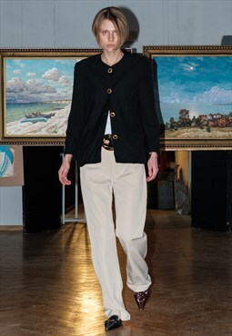 Vintage 80s embroidered black blazer