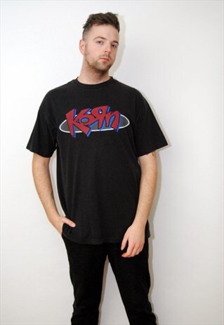 VINTAGE KORN T-SHIRT (XL) RETRO 90S TOP METAL CONCERT TOUR