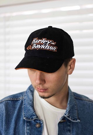 VINTAGE HARLEY DAVIDSON BASEBALL CAP HAT 90S X 2.7