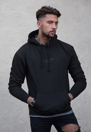 BLACK EMBROIDERED HOODIE