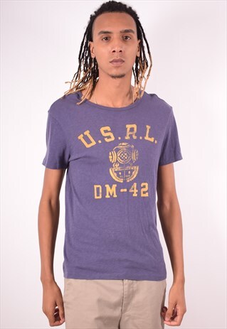 POLO RALPH LAUREN MENS VINTAGE T-SHIRT TOP MEDIUM PURPLE 90S