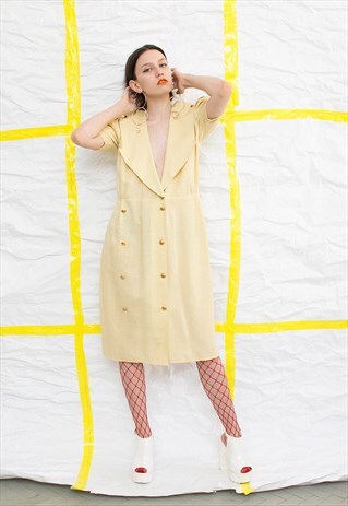 VINTAGE 80S YELLOW MIDI JACKET DRESS