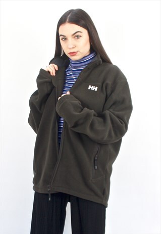 90'S RETRO KHAKI OVERSIZED FLEECE JACKET