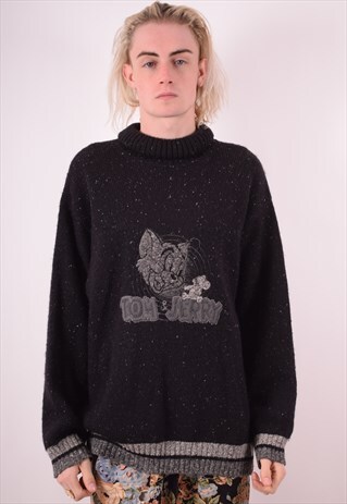 ICEBERG MENS VINTAGE JUMPER SWEATER XL BLACK 90S