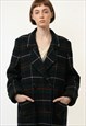 VINTAGE TWEED COAT WOMEN, BROWN WOOL COAT, CHECKERED 4497