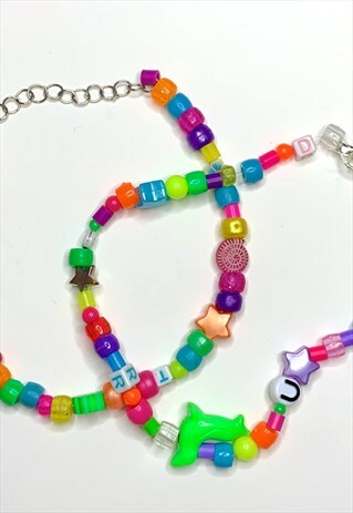 HANDMADE MULTI-COLOURED RAINBOW RANDOM MIXED BEAD CHOKER