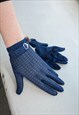 VINTAGE 70'S BLUE CROCHET STRETCHY GLOVES