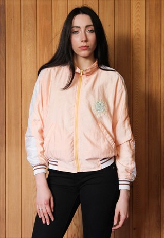 VINTAGE 1980S PEACH BOMBER JACKET