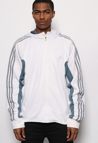 VINTAG ADIDAS LOGO HOODED TRACK JACKET WHITE