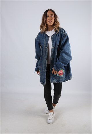 VINTAGE DENIM JACKET OVERSIZED BUGLE BOY FLORAL LONG (JBD)
