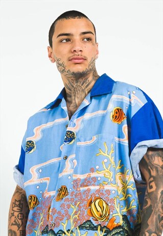 VINTAGE 80S HAWAIIAN SHORT SLEEVE SHIRT / S5126