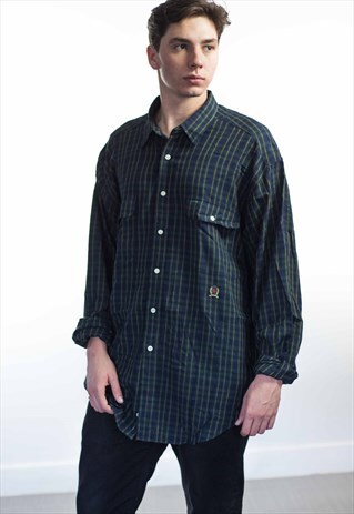 VINTAGE TOMMY HILFIGER LOGO FLANNEL SHIRT 90S XL 15.9