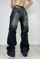 Vintage Y2k Jeans Angel Wings Baggy Low Rise 90s Grunge 00s