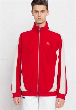 VINTAGE RED KAPPA ZIP TRACK VELOUR JACKET
