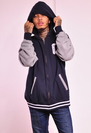 VINTAGE CHAMPION 90S RETRO VARSITY ZIP UP HOODIE