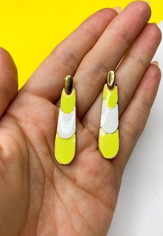 1980'S BRIGHT YELLOW DROP EARRINGS
