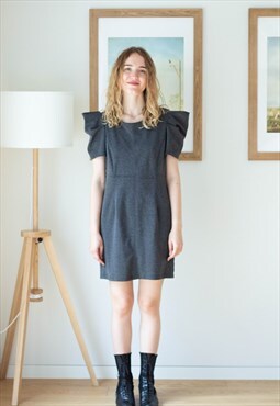 Grey exaggerated shoulders dress
