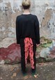 GRUNGE FLEECE JOGGERS HANDMADE GOTHIC ZEBRA OVERALLS ORANGE