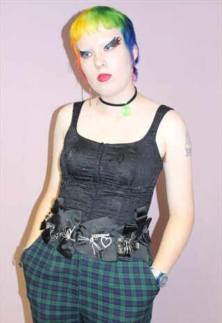90'S STYLE GRUNGE BLACK DETAILED CHUNKY BELT