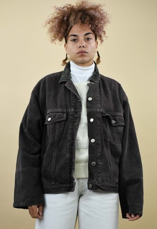 VINTAGE BROWN LEE TRUCKER JACKET WITH CORDUROY DETAIL