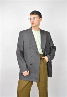 Vintage grey classic wool suit blazer