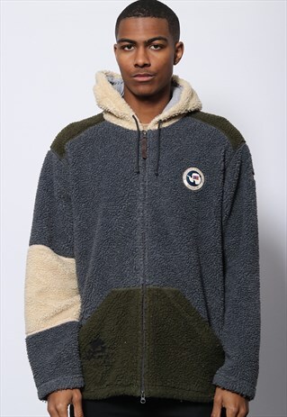 VINTAGE NAPAPIJRI BIG LOGO FULL ZIP FLEECE BLUE