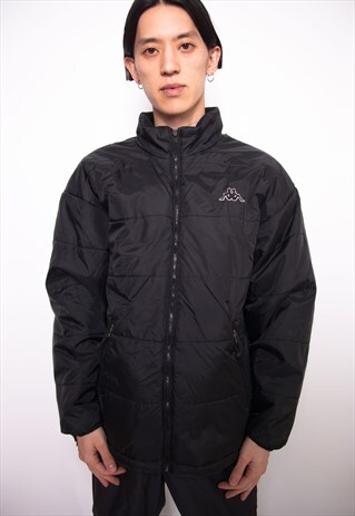 VINTAGE 90S KAPPA BLACK PUFFER JACKET ID:5221