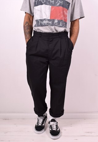 DICKIES MENS VINTAGE TROUSERS W34 L32 BLACK 90S