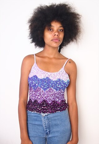 LAVENDER PURPLE SEQUENCES CROP TOP